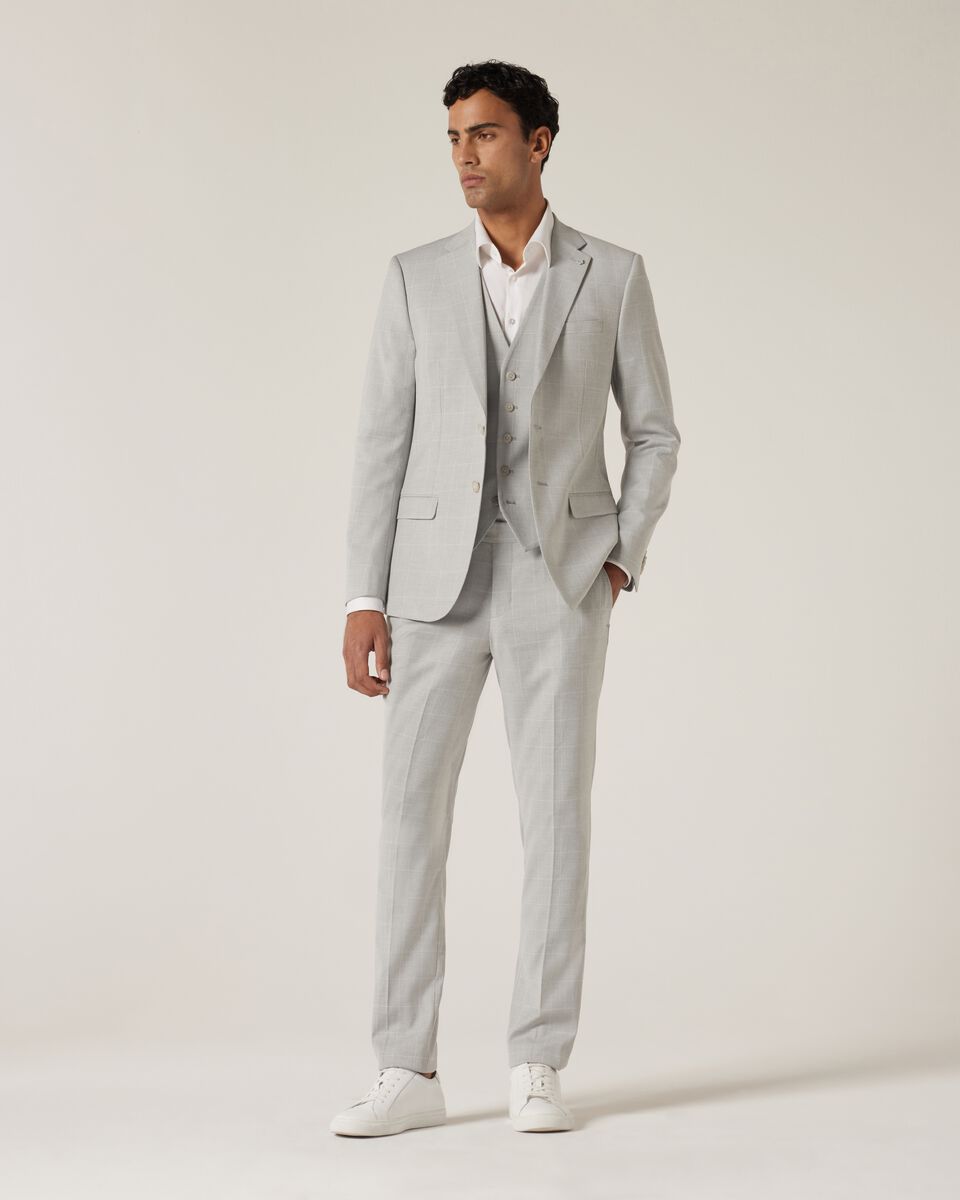 5 Button Windowpane Check Vest, Grey Check, hi-res